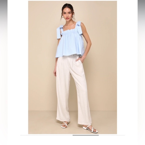 Lulus Tops - Lulu's Light Blue Sleeveless Blouse
